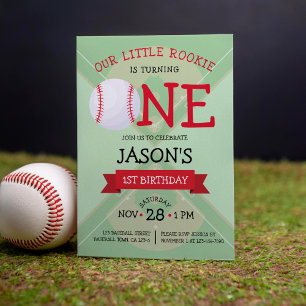 Convites Primeiro aniversario de Fita e Fita de Baseball em