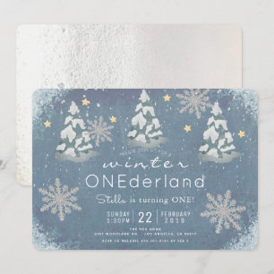 Convites primeiro aniversario de Floco de Neve Silver de in