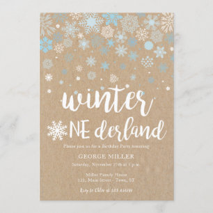 Convites Primeiro aniversario de flocos de neve do inverno