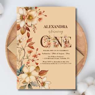 Convites Primeiro aniversario de flor selvagem