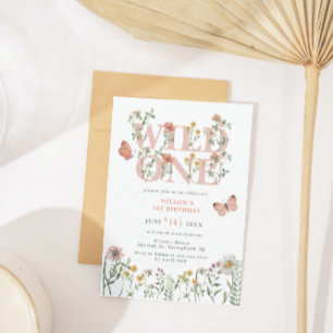 Convites Primeiro aniversario de flor selvagem de uma aquar