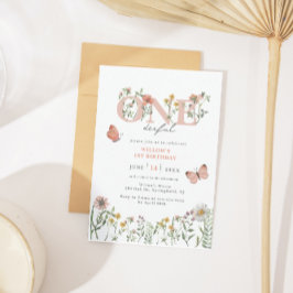 Convites Primeiro aniversario de flor selvagem elegante