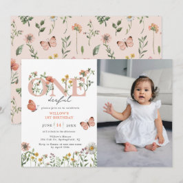 Convites Primeiro aniversario de flor selvagem elegante