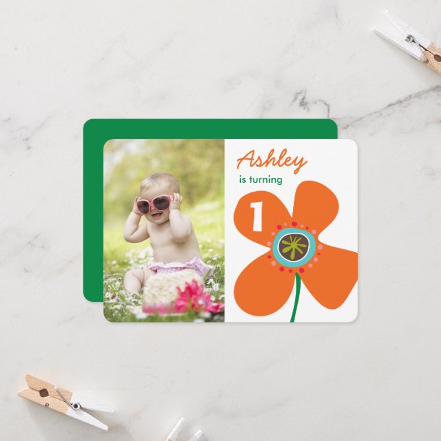 Convites Primeiro aniversario de Fotografia Bonita de Pop d (Frente/Verso In Situ)