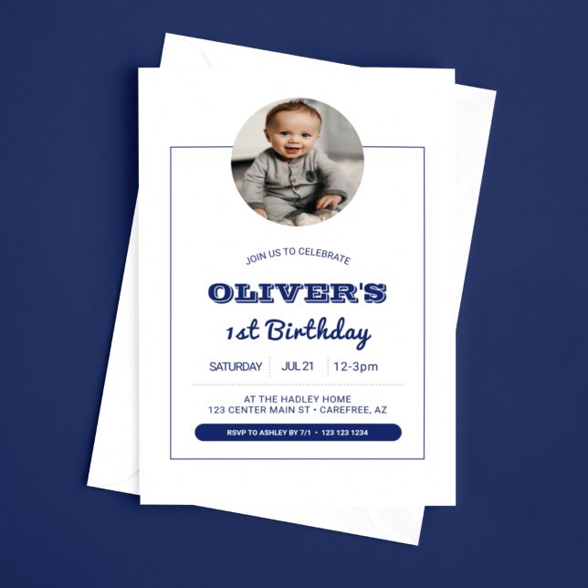 Convites Primeiro aniversario de Fotografia de Meninos Mode (Criador carregado)