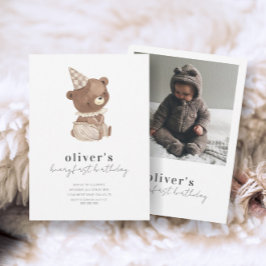 Convites Primeiro aniversario de Fotografia de Urso Moderno