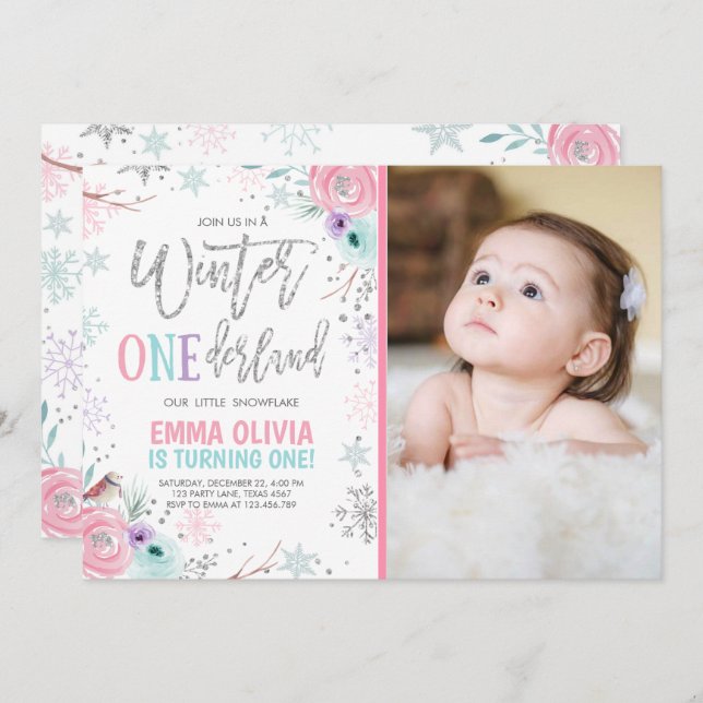 Convites Primeiro aniversario de Fotografia do Winter ONEde (Frente/Verso)