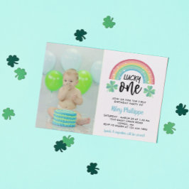 Convites Primeiro aniversario de Fotografias Azul Arco-Íris