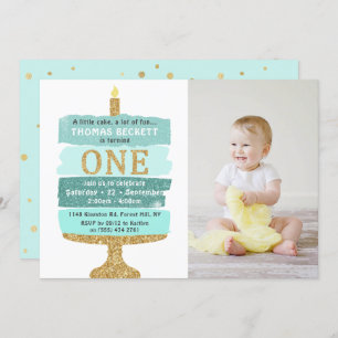 Convites Primeiro aniversario de Fotografias com Glitter Mi