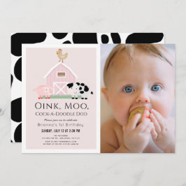 Convites Primeiro aniversario de Fotografias de Rapariga Ro