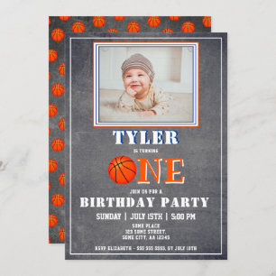 Convites primeiro aniversario de Fotos de Basquete de Chalk