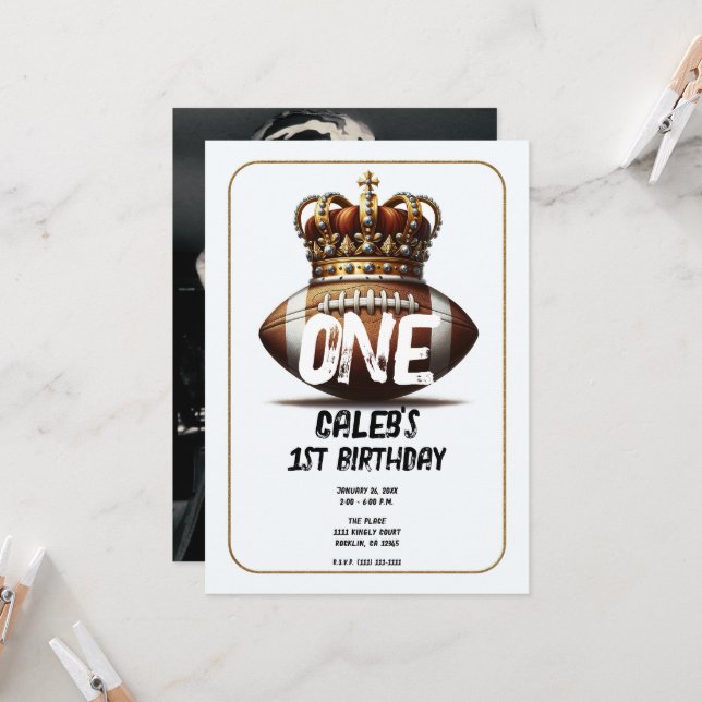 Convites Primeiro aniversario de Fotos do Rei Dourado do Fu (Frente/Verso In Situ)