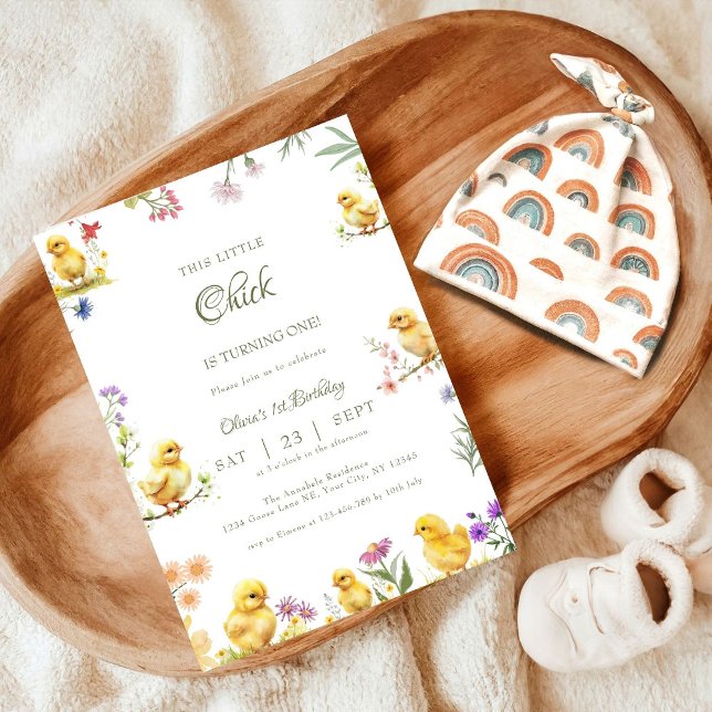 Convites Primeiro aniversario de frango Este Pintinho é um  (Criador carregado)