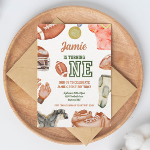 Convites Primeiro aniversario de futebol Boys Watercolor