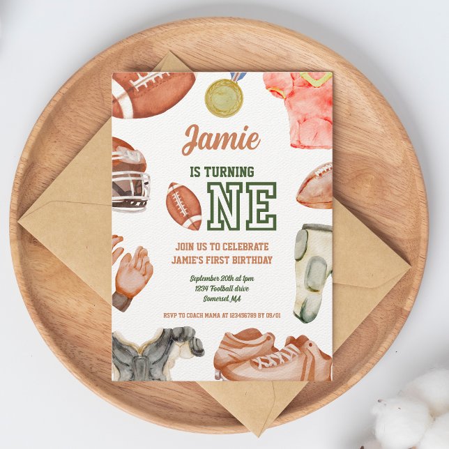 Convites Primeiro aniversario de futebol Boys Watercolor (Criador carregado)