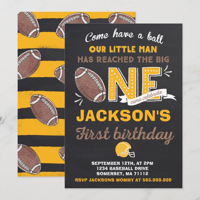 Convites primeiro aniversario de Futebol de Aniversário de  (Frente/Verso)