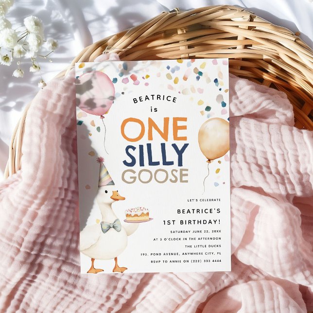 Convites Primeiro aniversario de ganso de um Bobo bonito (Criador carregado)