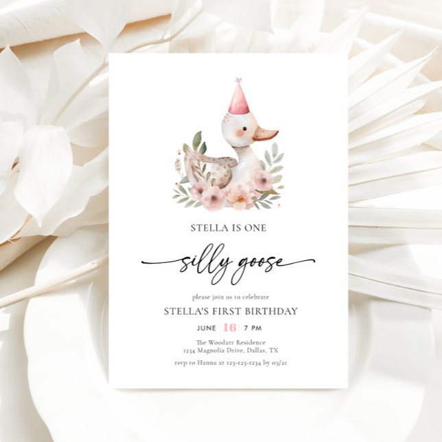 Convites Primeiro aniversario de Ganso de Um Bobo Cor de Ág (Criador carregado)