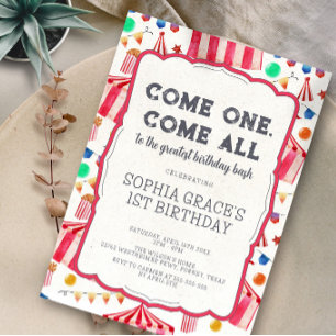 Convites Primeiro aniversario de Garota de Circo Rosa do Pa