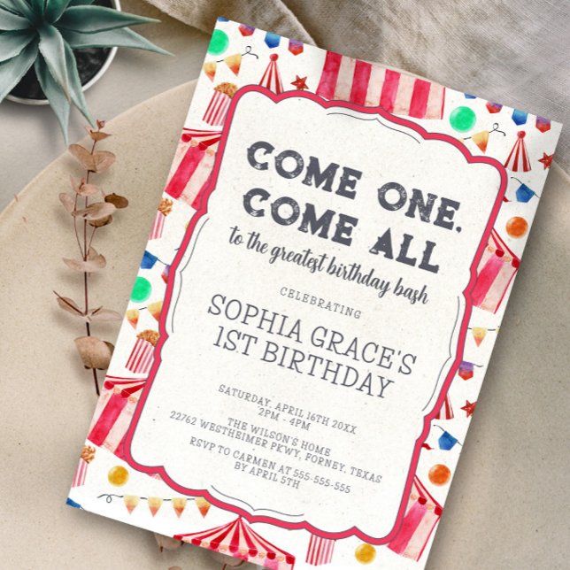 Convites Primeiro aniversario de Garota de Circo Rosa do Pa (Criador carregado)