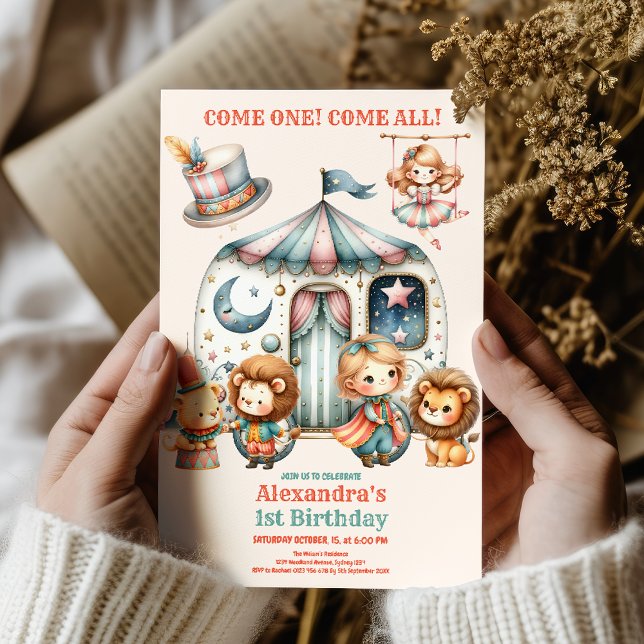 Convites Primeiro aniversario de Garota de Circo Rosa do Pa (Criador carregado)