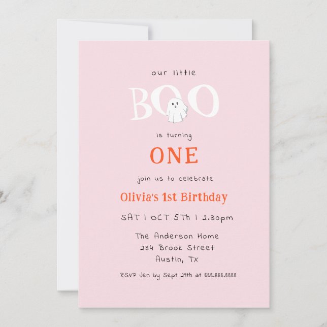 Convites Primeiro aniversario de Garota Fantasma do Pequeno (Frente)