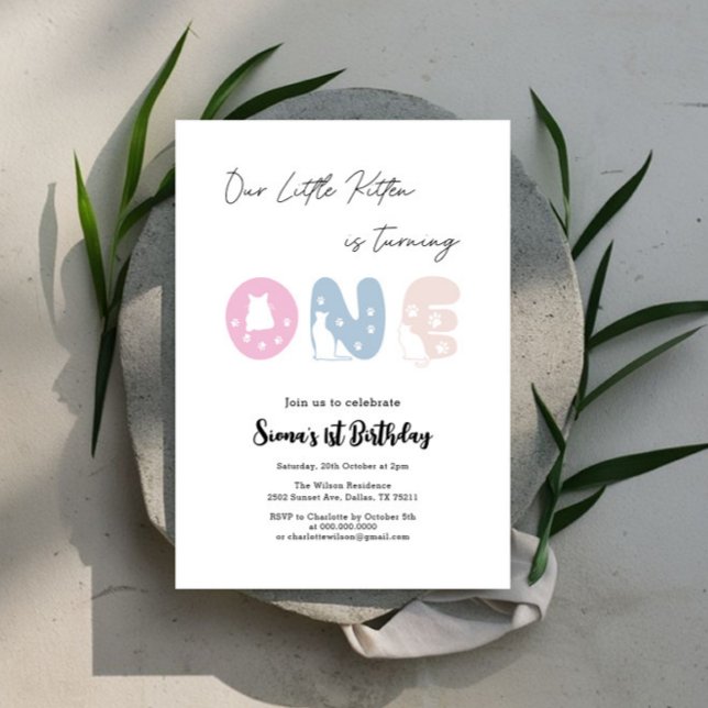 Convites Primeiro aniversario de Gato Bonito (Criador carregado)