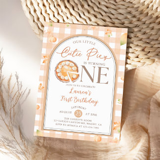 Convites Primeiro aniversario de Gingham de Pumpkin de Pie 