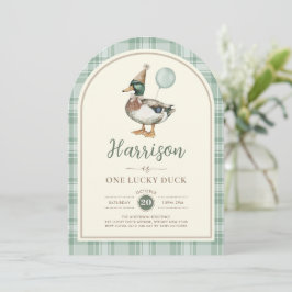 Convites Primeiro aniversario de Gingham - Duck Duck - Balã