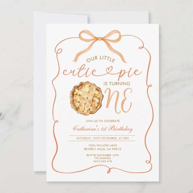 Convites Primeiro aniversario de Gingham Fall Autumn Cutie  (Frente)