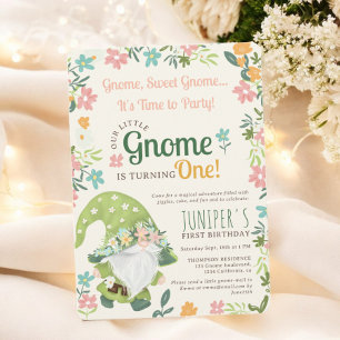 Convites Primeiro aniversario de Gnomo da Floresta Floral V
