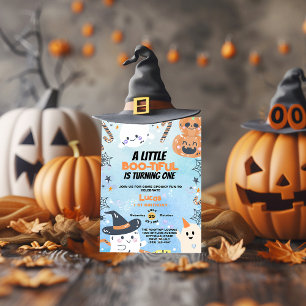 Convites Primeiro aniversario de Halloween Boo Bonito Blue