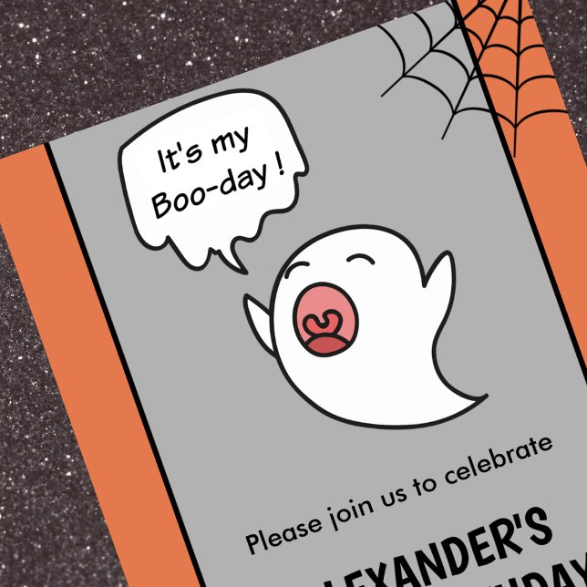 Convites Primeiro aniversario de Halloween convida fantasma (Halloween-1st-birthday-invitations-cute-ghost-1)