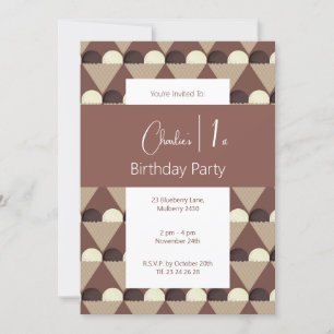 Convites primeiro aniversario de Icecream de Chocolates Dar