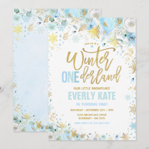 Convites primeiro aniversario de inverno ONEderland azul Do