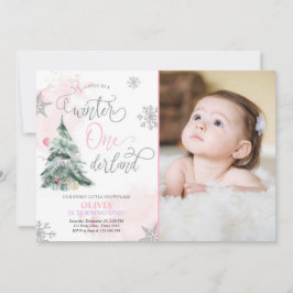 Convites primeiro aniversario de inverno Rosa de Onederland