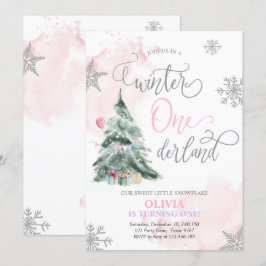 Convites primeiro aniversario de inverno Rosa de Onederland