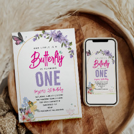 Convites Primeiro aniversario de Jardim de Borboleta Whimss
