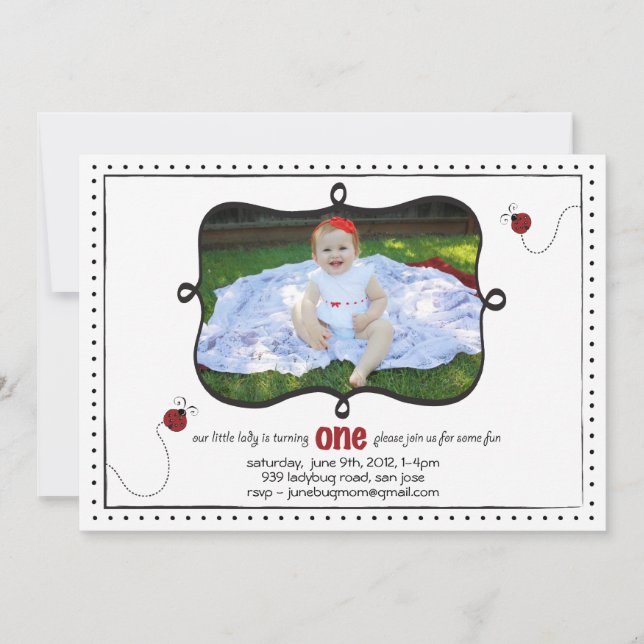 Convites Primeiro Aniversário de Lady Bug (Frente)