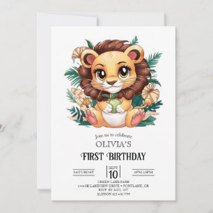 Convites Primeiro aniversario de Leão Cento Encantado Digit