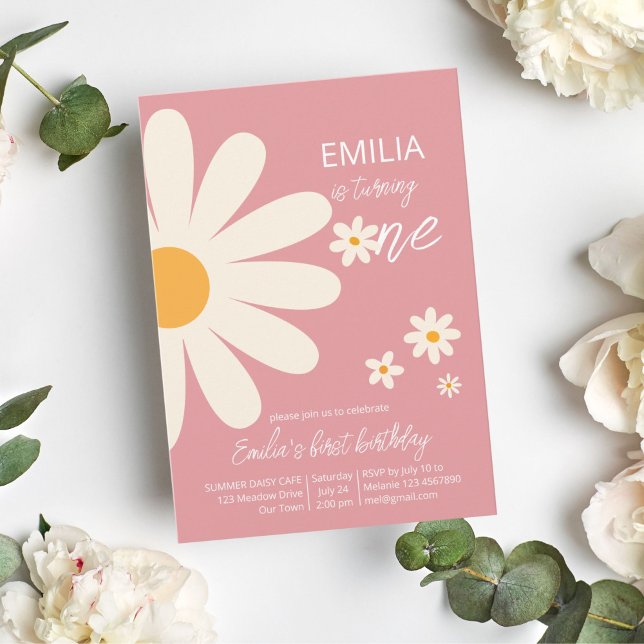 Convites Primeiro aniversario de margarida do deserto retrô (Criador carregado)