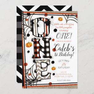 Convites Primeiro aniversario de Mashup do Halloween Burlap