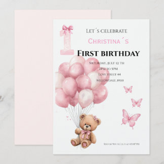 Convites Primeiro aniversário de menina