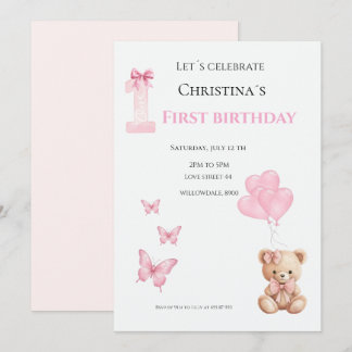 Convites Primeiro aniversário de menina