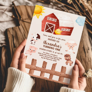 Convites Primeiro aniversario de Menina de Animais de Criaç