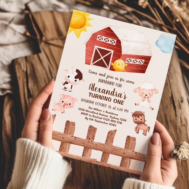 Convites Primeiro aniversario de Menina de Animais de Criaç (Criador carregado)