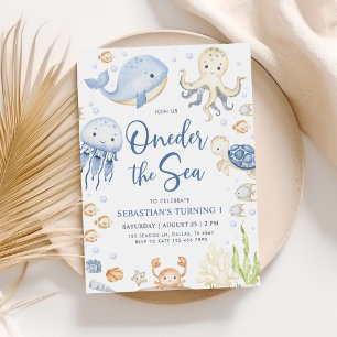 Convites Primeiro aniversario De Meninos Do Oceano Marinho