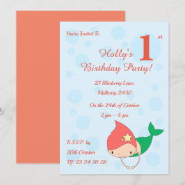 Convites primeiro aniversario de Mermaid Girls de Algodão D