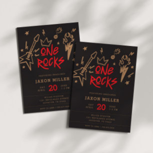 Convites Primeiro aniversario de metal para crianças de roc