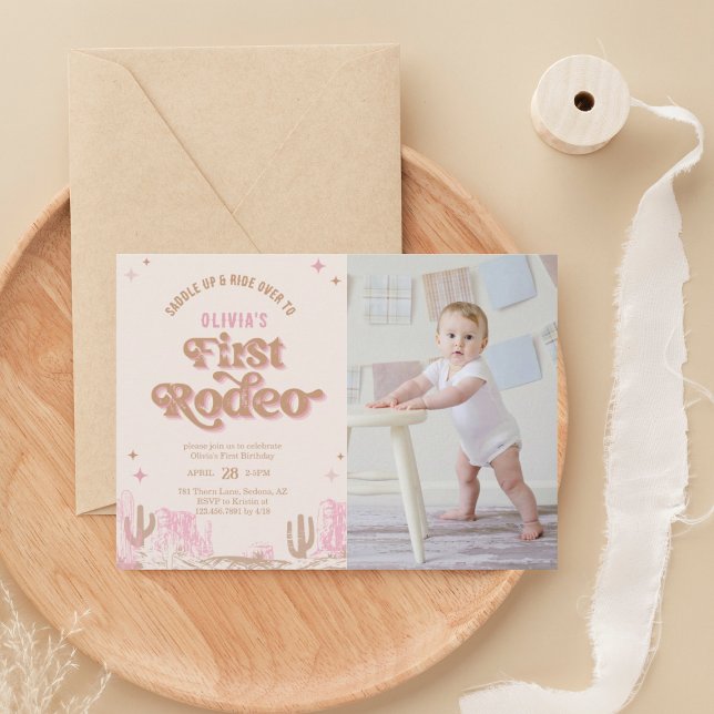 Convites Primeiro aniversário de moça rosa-rosa ocidental r (Criador carregado)